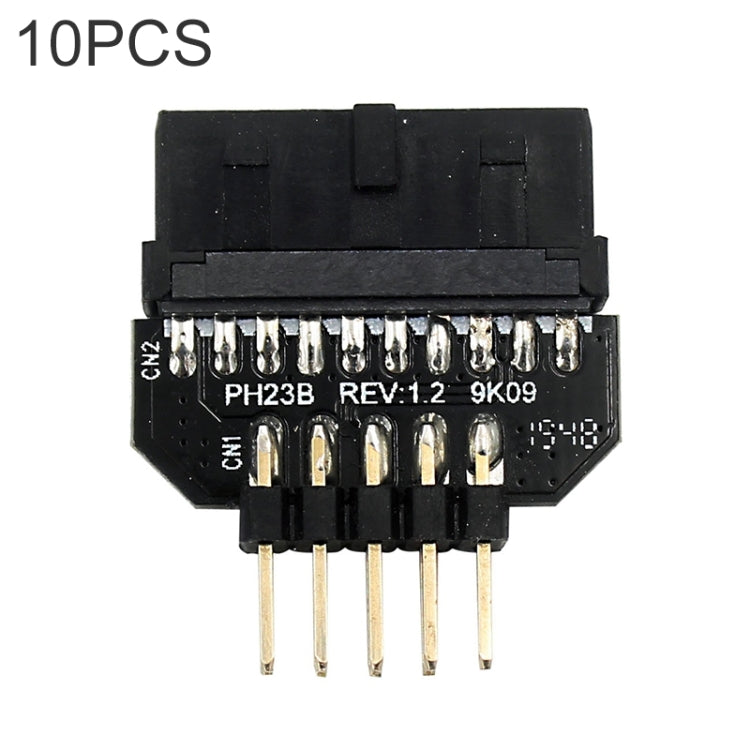 10 PCS Motherboard USB 2.0 9Pin to USB 3.0 19Pin Plug-in Connector Adapter, Model:PH23B by buy2fix