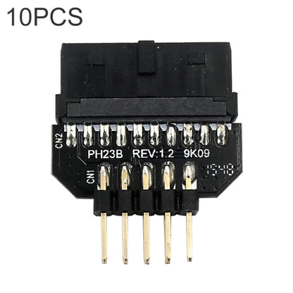 10 PCS Motherboard USB 2.0 9Pin to USB 3.0 19Pin Plug-in Connector Adapter, Model:PH23B by buy2fix