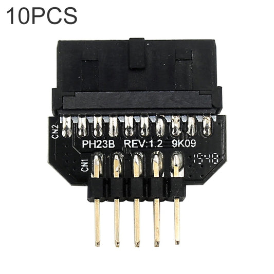 10 PCS Motherboard USB 2.0 9Pin to USB 3.0 19Pin Plug-in Connector Adapter, Model:PH23B by buy2fix