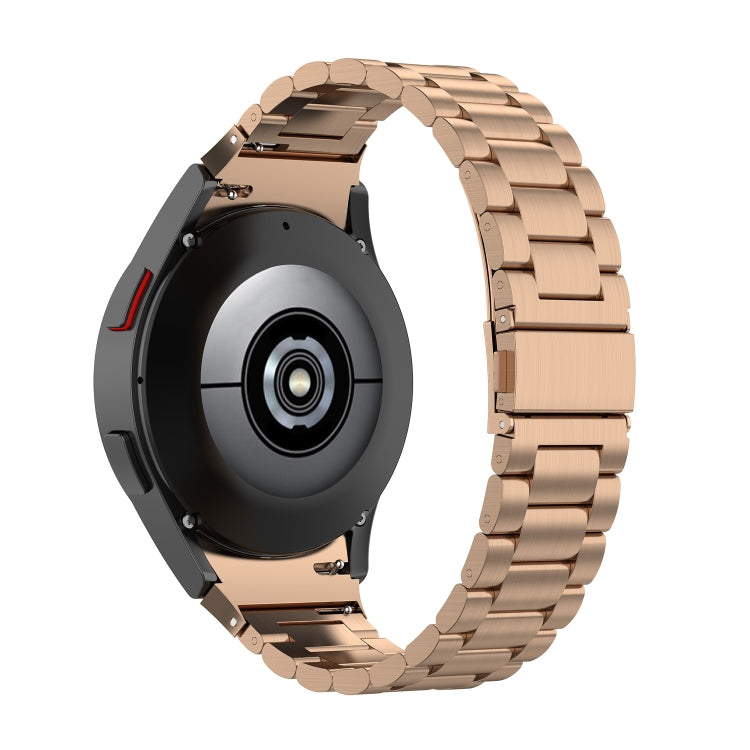 For Samsung Galaxy Watch 5 40mm Three Strains Steel Watch Band(Rose Gold) - Watch Bands by buy2fix | Online Shopping UK | buy2fix