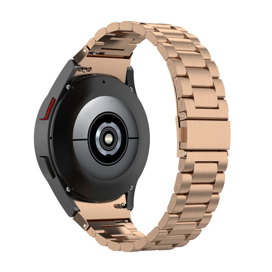 For Samsung Galaxy Watch 5 40mm Three Strains Steel Watch Band(Rose Gold) - Watch Bands by buy2fix | Online Shopping UK | buy2fix