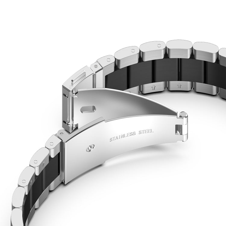 For Samsung Galaxy Watch 5 40mm Three Strains Steel Watch Band(Silver Black) - Watch Bands by buy2fix | Online Shopping UK | buy2fix