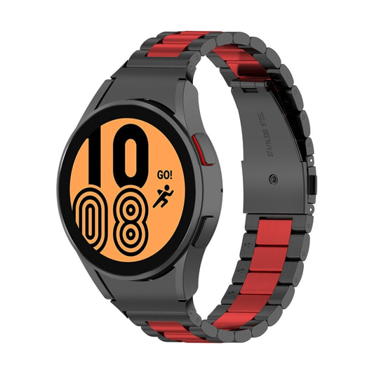 For Samsung Galaxy Watch 5 40mm Three Strains Steel Watch Band(Black Red) - Watch Bands by buy2fix | Online Shopping UK | buy2fix