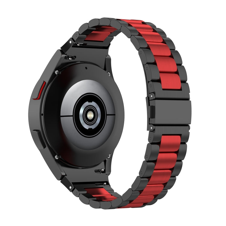 For Samsung Galaxy Watch 5 40mm Three Strains Steel Watch Band(Black Red) - Watch Bands by buy2fix | Online Shopping UK | buy2fix