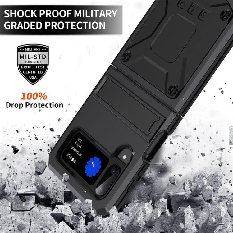 For Samsung Galaxy Z Flip3 5G Metal Shock-proof Phone Case With Holder(Black) by buy2fix