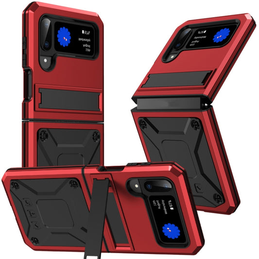 For Samsung Galaxy Z Flip3 5G Metal Shock-proof Phone Case With Holder(Red) by buy2fix