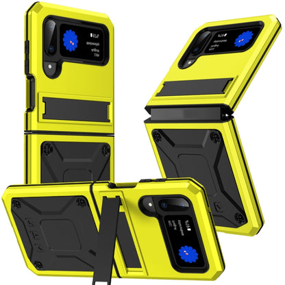 For Samsung Galaxy Z Flip3 5G Metal Shock-proof Phone Case With Holder(Yellow) by buy2fix