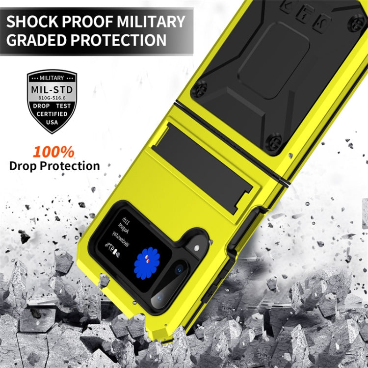 For Samsung Galaxy Z Flip3 5G Metal Shock-proof Phone Case With Holder(Yellow) by buy2fix