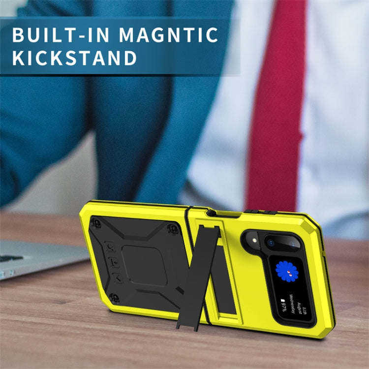 For Samsung Galaxy Z Flip3 5G Metal Shock-proof Phone Case With Holder(Yellow) by buy2fix