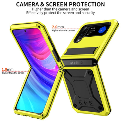 For Samsung Galaxy Z Flip3 5G Metal Shock-proof Phone Case With Holder(Yellow) by buy2fix