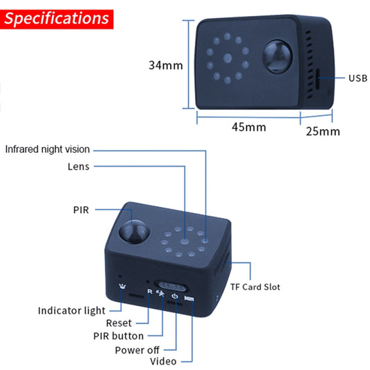 MD20 Mini 1080P HD Camcorder Night Vision PIR Motion Action Micro Camera(Black) - Mini Camera by buy2fix | Online Shopping UK | buy2fix