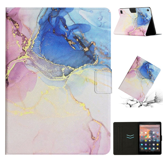 For Amazon Kindle HD 7 2019 / 2017 / 2015 Marble Pattern Smart Leather Tablet Case(Pink Blue) - Amazon by buy2fix | Online Shopping UK | buy2fix