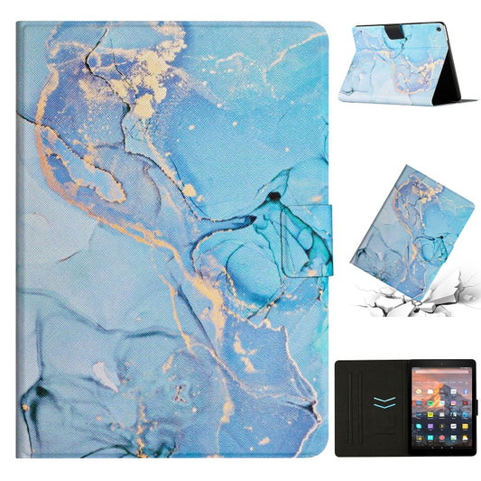 For Amazon Kindle HD 10 2015 Marble Pattern Smart Leather Tablet Case(Blue) - Amazon by buy2fix | Online Shopping UK | buy2fix