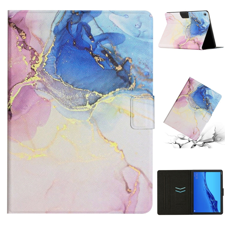 For Huawei MediaPad M5 Lite Marble Pattern Smart Leather Tablet Case(Pink Blue) - Huawei by buy2fix | Online Shopping UK | buy2fix