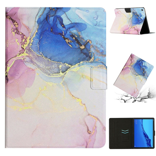 For Huawei MediaPad M5 Lite Marble Pattern Smart Leather Tablet Case(Pink Blue) - Huawei by buy2fix | Online Shopping UK | buy2fix