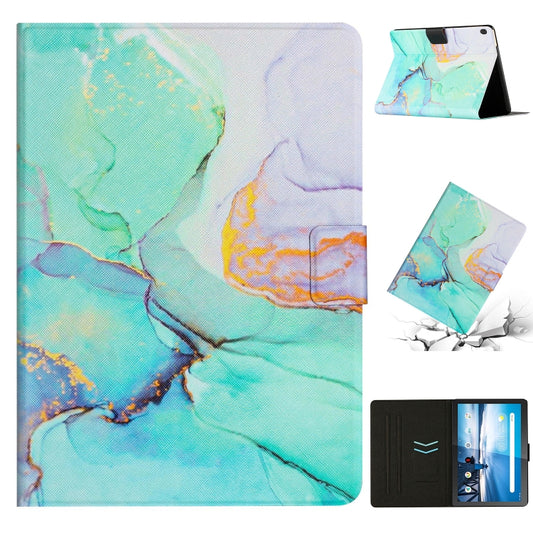 For Lenovo Tab M10 X605F X505 Marble Pattern Smart Leather Tablet Case(Green) - Lenovo by buy2fix | Online Shopping UK | buy2fix