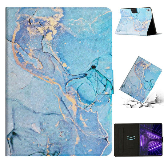 For Lenovo Tab M10 3rd Gen Marble Pattern Smart Leather Tablet Case(Blue) - Lenovo by buy2fix | Online Shopping UK | buy2fix
