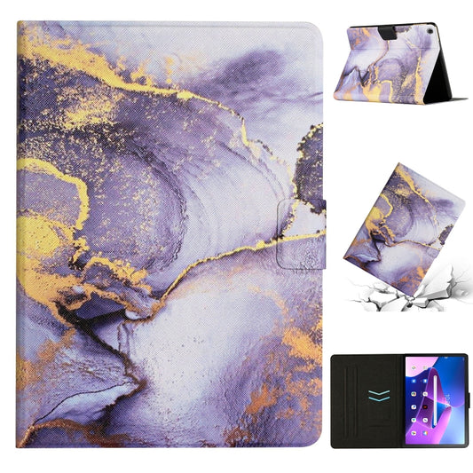 For Lenovo M10 Plus Marble Pattern Smart Leather Tablet Case(Purple) - Lenovo by buy2fix | Online Shopping UK | buy2fix
