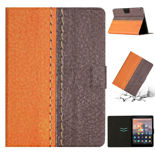 For Amazon Kindle Fire HD 8 2018/2017/2016 Stitching Solid Color Smart Leather Tablet Case(Orange) - Lenovo by buy2fix | Online Shopping UK | buy2fix