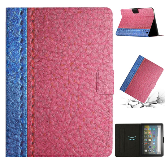 For Amazon Kindle Fire HD 8 2020 Stitching Solid Color Smart Leather Tablet Case(Rose Red) - Lenovo by buy2fix | Online Shopping UK | buy2fix