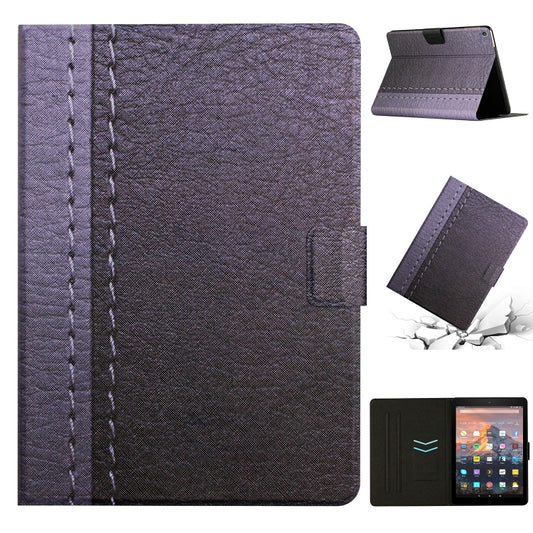 For Amazon Kindle Fire HD 10 2015 Stitching Solid Color Smart Leather Tablet Case(Grey) - Lenovo by buy2fix | Online Shopping UK | buy2fix