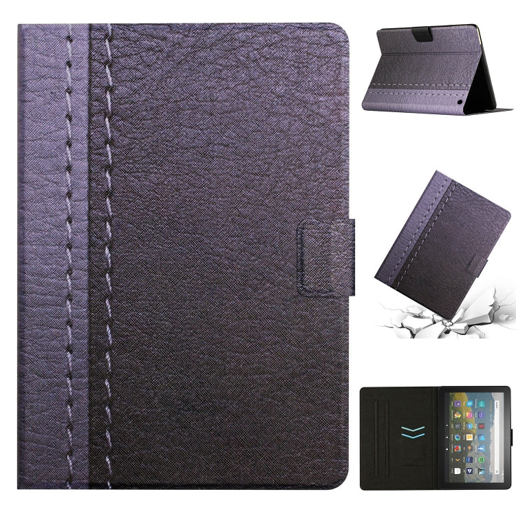 For Amazon Kindle Fire HD 10 2021 Stitching Solid Color Smart Leather Tablet Case(Grey) - Amazon by buy2fix | Online Shopping UK | buy2fix