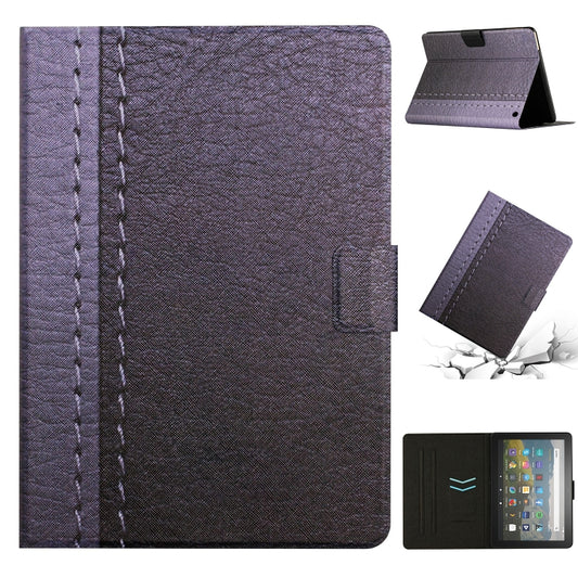 For Amazon Kindle Fire HD 10 2021 Stitching Solid Color Smart Leather Tablet Case(Grey) - Amazon by buy2fix | Online Shopping UK | buy2fix