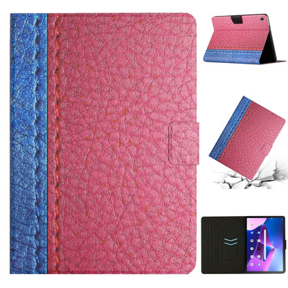 For Lenovo Tab M10 Plus Stitching Solid Color Smart Leather Tablet Case(Rose Red) - Lenovo by buy2fix | Online Shopping UK | buy2fix