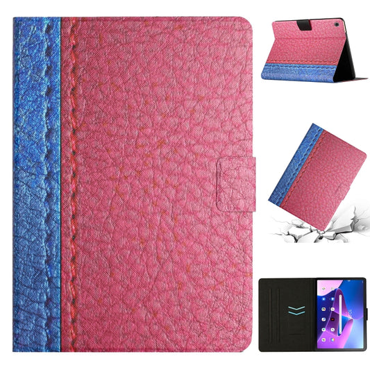 For Lenovo Tab M10 Plus Stitching Solid Color Smart Leather Tablet Case(Rose Red) - Lenovo by buy2fix | Online Shopping UK | buy2fix