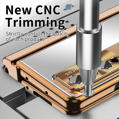 For Samsung Galaxy Z Fold3 5G Aluminum Alloy Double Hinge Shockproof Phone Protective Case(Silver Gold) by buy2fix