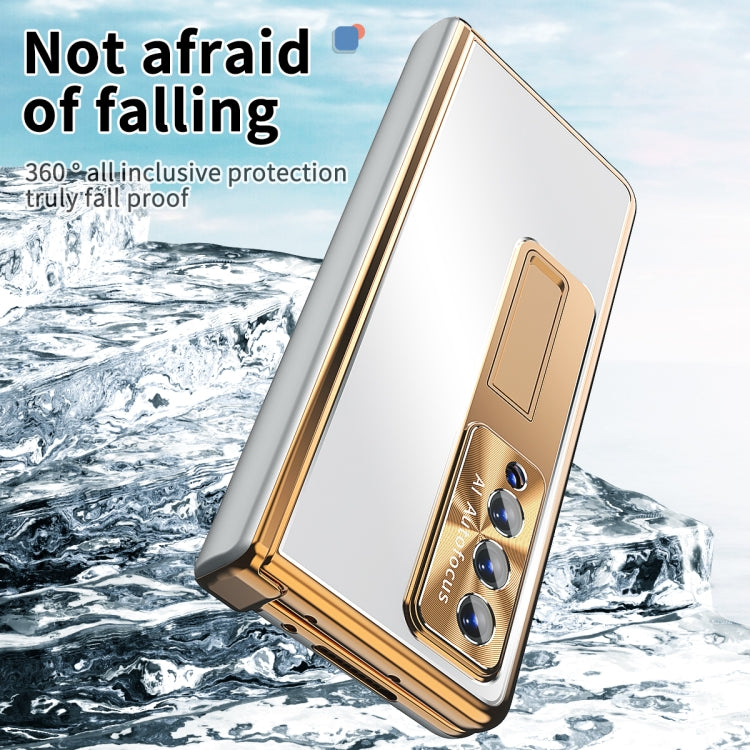 For Samsung Galaxy Z Fold3 5G Aluminum Alloy Double Hinge Shockproof Phone Protective Case(Silver Gold) by buy2fix