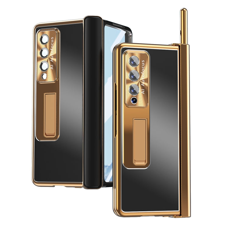For Samsung Galaxy Z Fold3 5G Aluminum Alloy Double Hinge Shockproof Phone Protective Case(Black Gold) by buy2fix