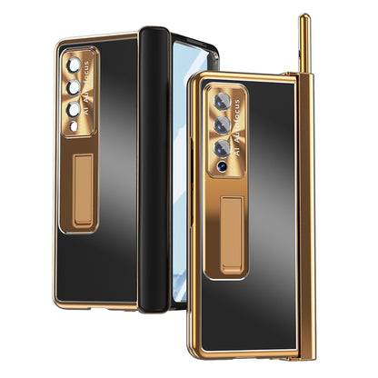 For Samsung Galaxy Z Fold3 5G Aluminum Alloy Double Hinge Shockproof Phone Protective Case(Black Gold) by buy2fix