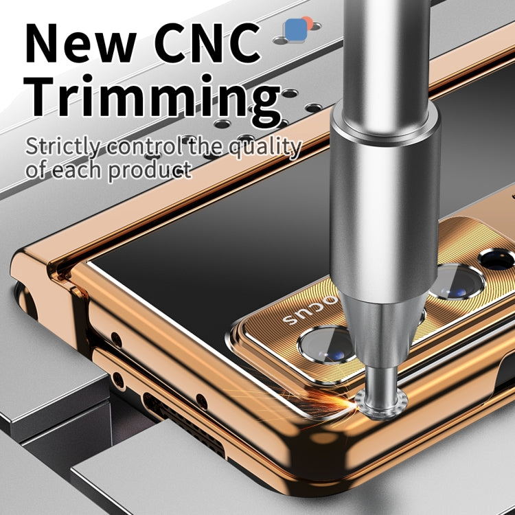 For Samsung Galaxy Z Fold3 5G Aluminum Alloy Double Hinge Shockproof Phone Protective Case(Black Gold) by buy2fix