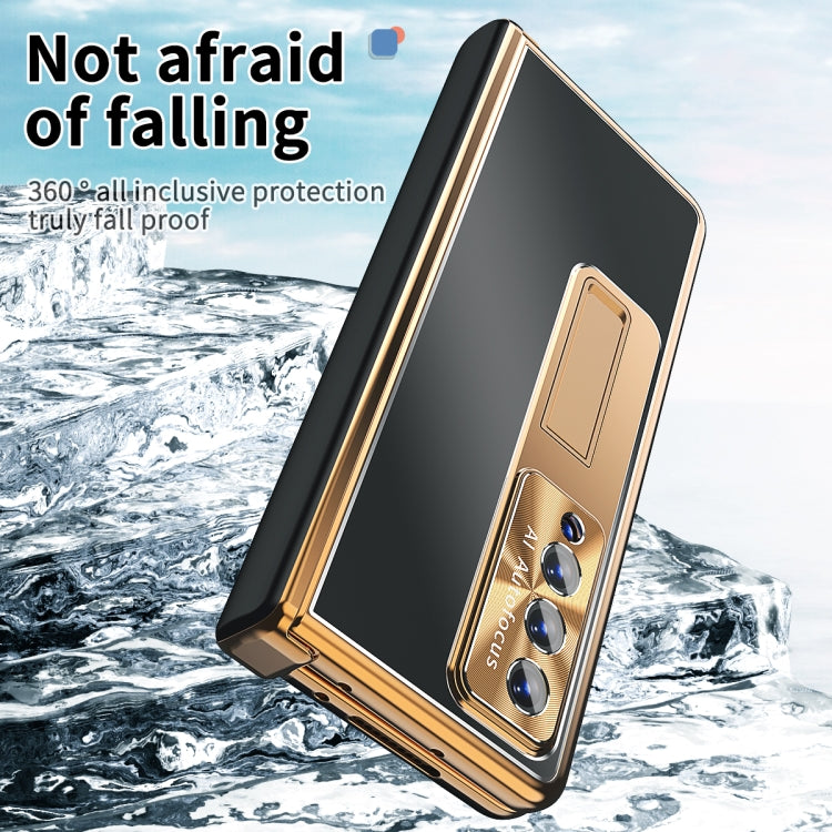 For Samsung Galaxy Z Fold3 5G Aluminum Alloy Double Hinge Shockproof Phone Protective Case(Black Gold) by buy2fix