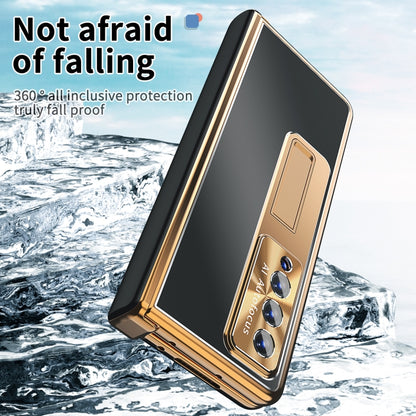 For Samsung Galaxy Z Fold3 5G Aluminum Alloy Double Hinge Shockproof Phone Protective Case(Black Gold) by buy2fix