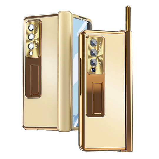 For Samsung Galaxy Z Fold3 5G Aluminum Alloy Double Hinge Shockproof Phone Protective Case(Champagne Gold)