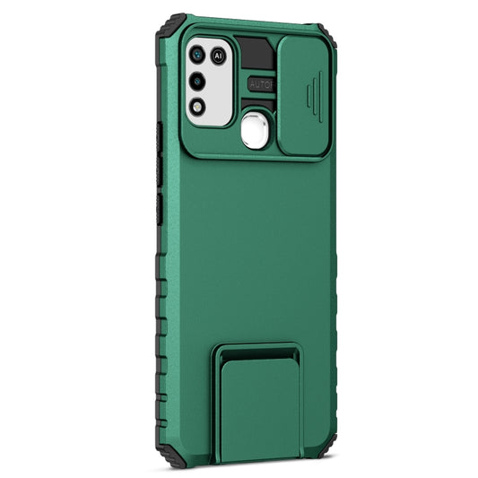 For Infinix Hot 10 Play/11 Play Stereoscopic Holder Sliding Camshield Phone Case(Green) - Infinix Cases by buy2fix | Online Shopping UK | buy2fix