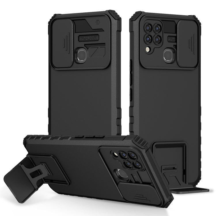 For Infinix Hot 10s Stereoscopic Holder Sliding Camshield Phone Case(Black) - Infinix Cases by buy2fix | Online Shopping UK | buy2fix