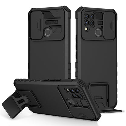 For Infinix Hot 10s Stereoscopic Holder Sliding Camshield Phone Case(Black) - Infinix Cases by buy2fix | Online Shopping UK | buy2fix