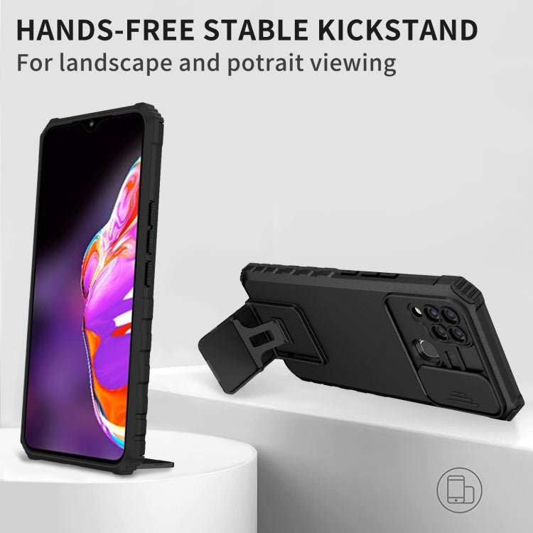 For Infinix Hot 10s Stereoscopic Holder Sliding Camshield Phone Case(Black) - Infinix Cases by buy2fix | Online Shopping UK | buy2fix