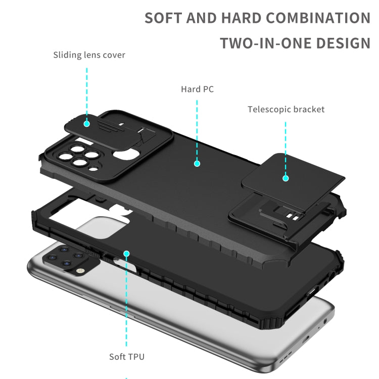 For Infinix Hot 10s Stereoscopic Holder Sliding Camshield Phone Case(Black) - Infinix Cases by buy2fix | Online Shopping UK | buy2fix
