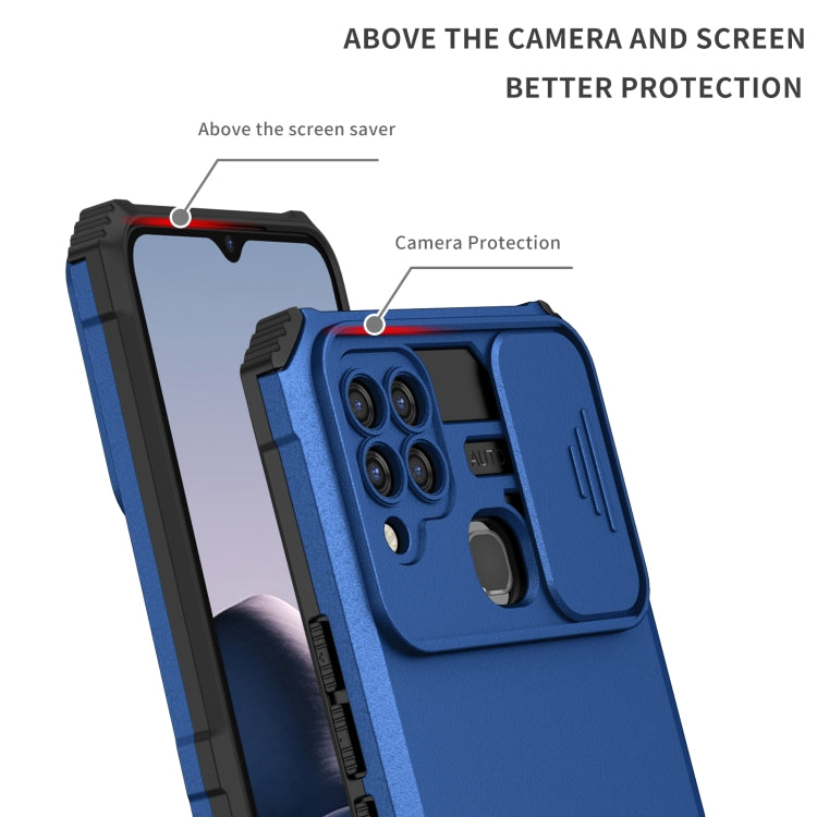 For vivo Y20 Stereoscopic Holder Sliding Camshield Phone Case(Blue) - vivo Cases by buy2fix | Online Shopping UK | buy2fix