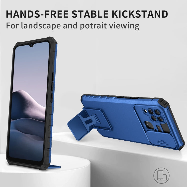 For vivo Y20 Stereoscopic Holder Sliding Camshield Phone Case(Blue) - vivo Cases by buy2fix | Online Shopping UK | buy2fix