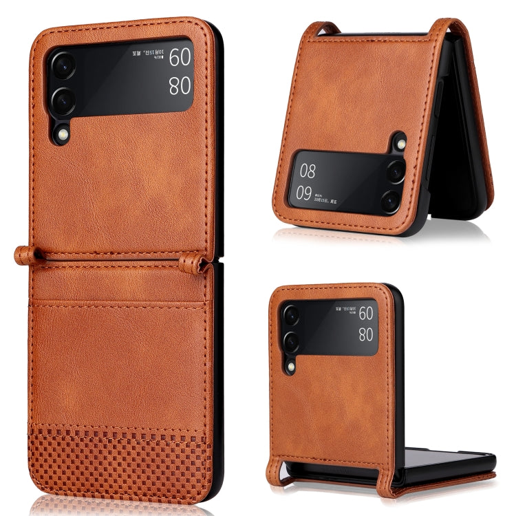 For Samsung Galaxy Z Filp4 5G Vintage Texture Folding Leather Phone Case(Brown) - Galaxy Z Flip4 5G Cases by buy2fix | Online Shopping UK | buy2fix