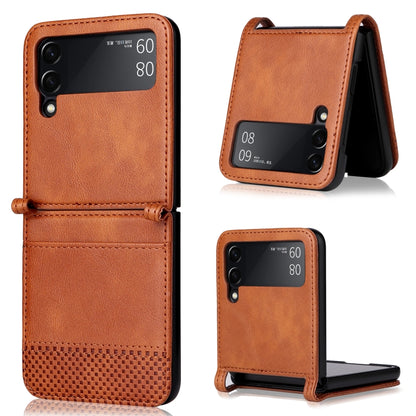 For Samsung Galaxy Z Filp4 5G Vintage Texture Folding Leather Phone Case(Brown) - Galaxy Z Flip4 5G Cases by buy2fix | Online Shopping UK | buy2fix
