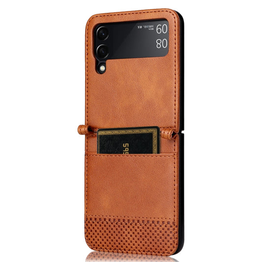 For Samsung Galaxy Z Filp4 5G Vintage Texture Folding Leather Phone Case(Brown) - Galaxy Z Flip4 5G Cases by buy2fix | Online Shopping UK | buy2fix