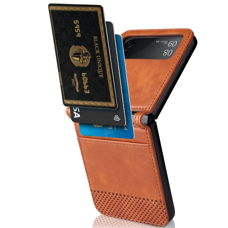For Samsung Galaxy Z Filp4 5G Vintage Texture Folding Leather Phone Case(Brown) - Galaxy Z Flip4 5G Cases by buy2fix | Online Shopping UK | buy2fix