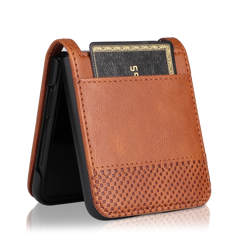 For Samsung Galaxy Z Filp4 5G Vintage Texture Folding Leather Phone Case(Brown) - Galaxy Z Flip4 5G Cases by buy2fix | Online Shopping UK | buy2fix