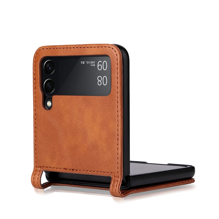 For Samsung Galaxy Z Filp4 5G Vintage Texture Folding Leather Phone Case(Brown) - Galaxy Z Flip4 5G Cases by buy2fix | Online Shopping UK | buy2fix